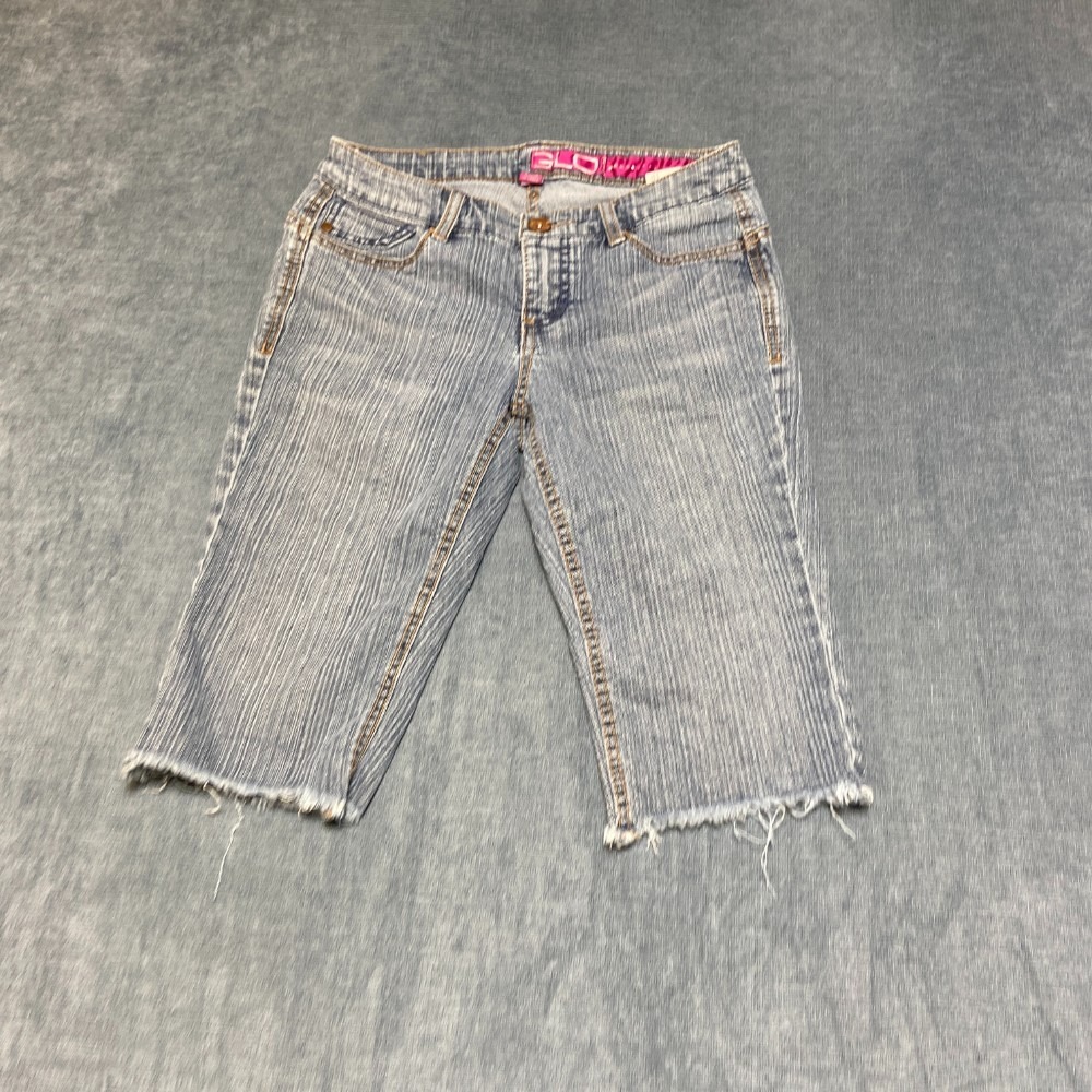 Glo Jeans Bermuda Shorts Women 5 Blue Denim Cotton Stretch Frayed Hem Streetwear